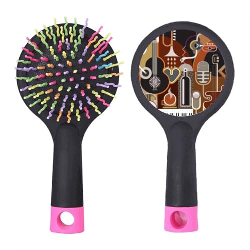 Brosse à cheveux démêlant anti-nœud motif guitare musique bleu salon