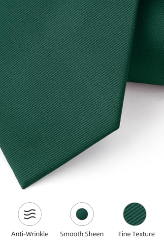 Image of HISDERN Mens Ties Solid Color Ties for Men Formal Necktie with Pocket Square Set Satin Silk Neck Tie Handkerchiefs Set