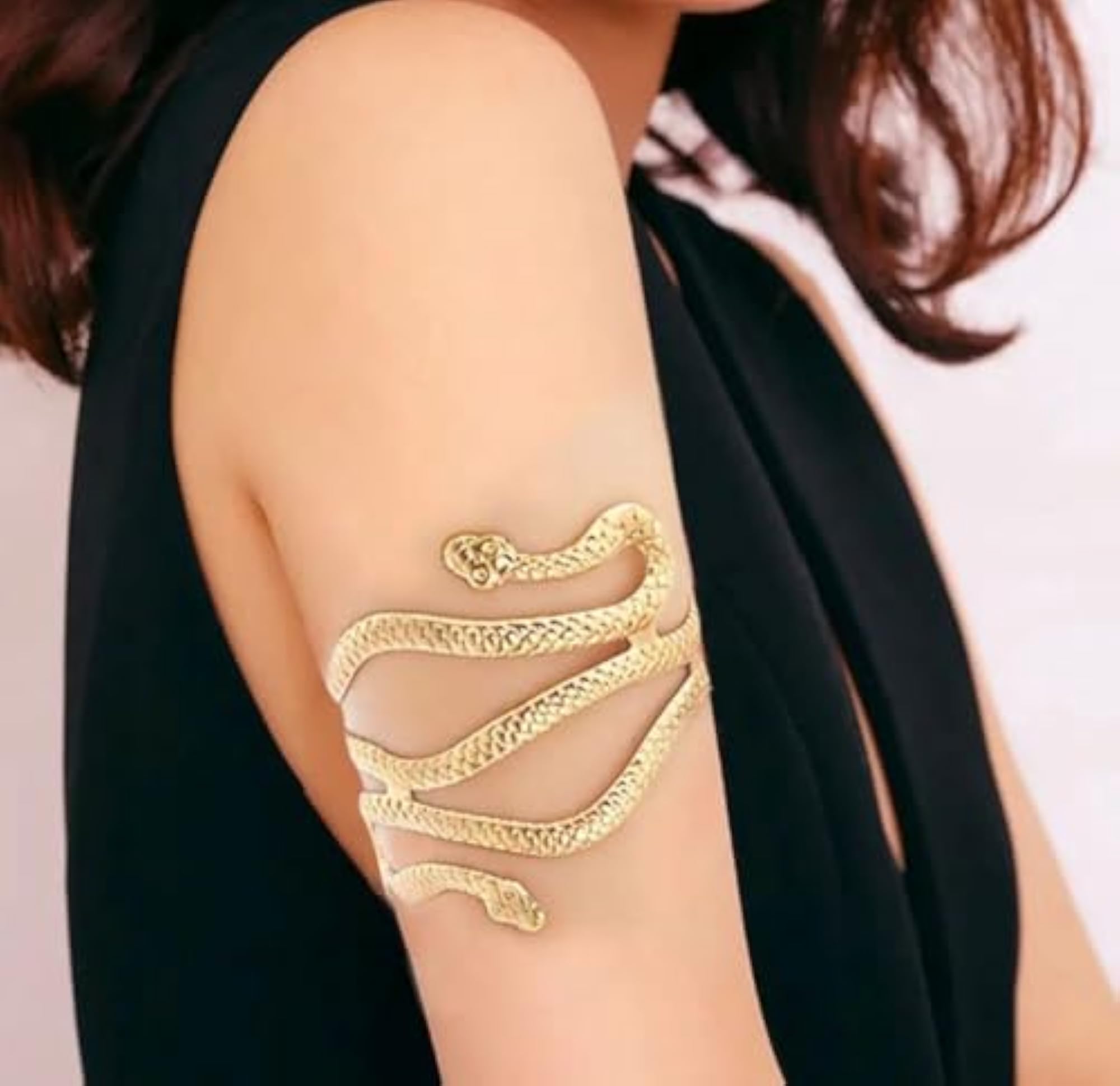 Gold Tone Double Snake Upper Arm Cuff for Women