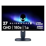 Alienware 27 Gaming Monitor - AW2725DM, QHD (2560x1440), 180Hz, Fast IPS, 1ms, NVIDIA G-SYNC Compatible, AMD FreeSync, 95% DCI-P3, HDR400, DisplayPort, 2 HDMI, 3 USB, 3 Year Warranty