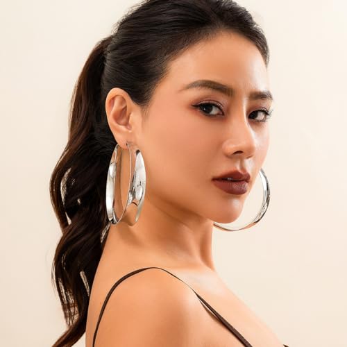 Chunky Gold Earrings for Women Trendy Big Hoop Earrings for Women Gold Statement Earrings Large Gold Hoops Chunky Silver Earrings Bold Thick Chunky Gold Jewelry 5