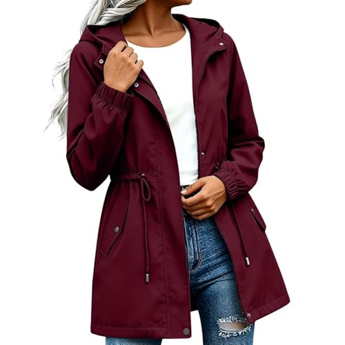 Chubasquero para mujer largo impermeable y ligero con cremallera frontal 2