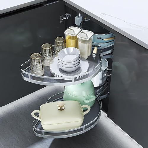 WJYTDHIQS Organizador extraíble de Esquina ciega para gabinete de Cocina, Cesta extraíble con Bandeja oscilante de 2 Niveles, estantes extraíbles para despensa, Sistema de Bloqueo silencioso