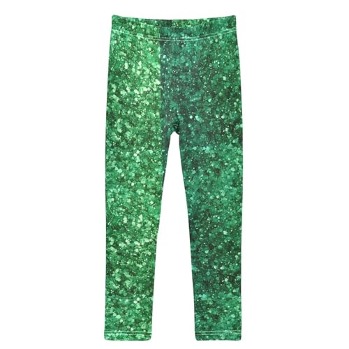 Boccsty Pine Green Mint Gradient Flashing Glitter Girls Leggings Kids Yoga Pants Dance Active Tights 4T