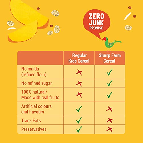 Image of SLURRP FARM No Added Sugar Instant Cereal | Ragi, Rice and Mango with Milk, 200 Grams (Pack of 3)
