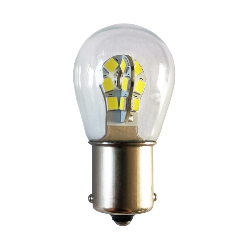 Fengyan Bombillas domésticas, Paquete de 20, luz LED de pétalos de 12 V/24 V/48 V BA15S S25, bombilla de un solo toque, base plana de un solo toque Iluminación doméstica(Azul,12V)