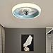 YUNLONG Φ50 cm wentylator LED z oświetleniem sufitowym i pilotem zdalnego sterowania 3 prędkości sypialnia ściemniany wentylator lampa sufitowa z timerem nowoczesny salon cichy wentylator sufitowy, niebieski