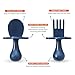 Grabease Baby Feeding Utensils Set - Infant and Baby Fork and Spoon for Ages 1-11 Months, BPAs and Phthalate-Free Cutlery, Plastic, 1 Set, Navy