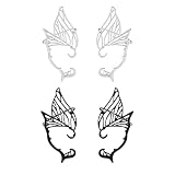 VYNZOR 2 Pares de Orejas de Elfo para Adulto, Accesorios para Disfraz de Hada y Cosplay de Elfo Mariposa, Pendientes y Joyas de Elfo, Apto para Orejas Pequeñas, Ideal para Damas