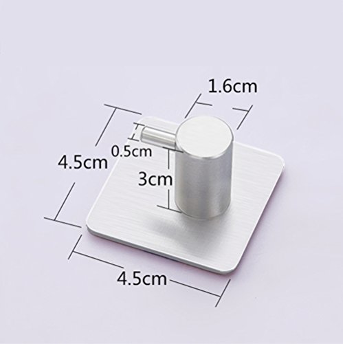 Towel Hooks Self Adhesive Hooks Super Power Heavy Duty Stainless Steel Key Robe Coat Clothes Bag Hanger Holder, Wall Mounted, Waterproof, Kitchen Sink Bathroom Shower Accessories, 4 Pack