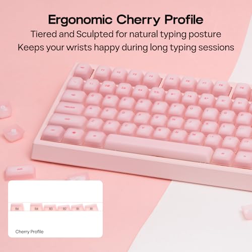 Image of EPOMAKER AegisSil Keycap Set, Silicone Material, Cherry Profile, 113 Keys, 65% /75% /96% /Full Size, Custom Keyboard Keycaps Set for Cherry MX, Kailh, Outemu, Gateron Mechanical Gaming Keyboard (Pink)