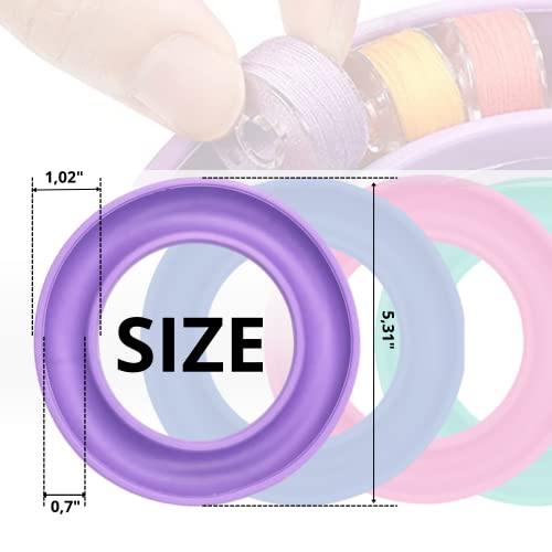 Image of 4 Pack Round Bobbin Holder Bobbin Organizer Bubbin Organizer Keeper for Metal or Plastic Sewing Machine Rings Silicone Sewing Tools Handicraft Ring Keeper