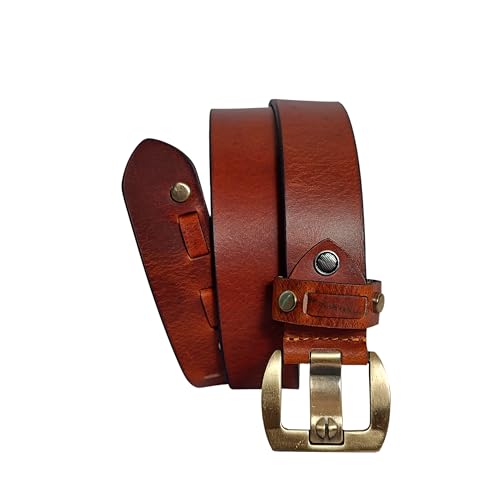Image of Men's Genuine Leather Belt Branded, Jeans Leather Belt for Men, Brown Casual /Formal Premium Lether Belt