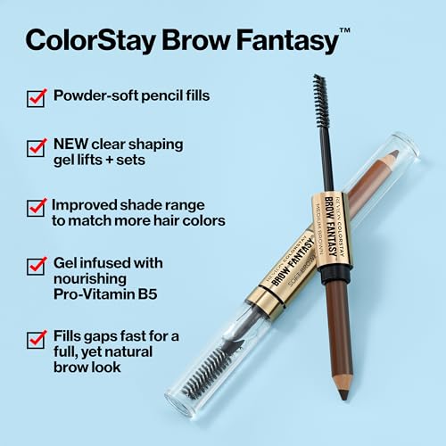 Revlon ColorStay Brow Fantasy, Eyebrow Pencil with Shaping Clear Gel, Makeup Stocking Stuffer for Women, Smudge-proof, 16HR Wear, 103 Medium Brown - Image 4