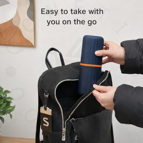 Image of QONETIC Travel Tooth Brush Holder for Bathroom Square Toothbrush Holder for Travel, Portable Toothbrush Case & Tooth Brush Cover Box Organizer for Traveling, Camping, & Business Trips (Blue)