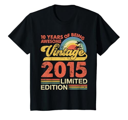 Kids Vintage 2015 10 years old gifts 10th birthday 10 yrs boy T-Shirt