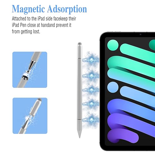 Image of 3 in 1 Universal Stylus Pen for Touchscreen,High Sensitivity & Precision Capacitive Stylus Pen for iPad Suitable for All Touch Screens of Switch /iPhone /iPad /Android /Samsung Galaxy /Tablets-Sliver