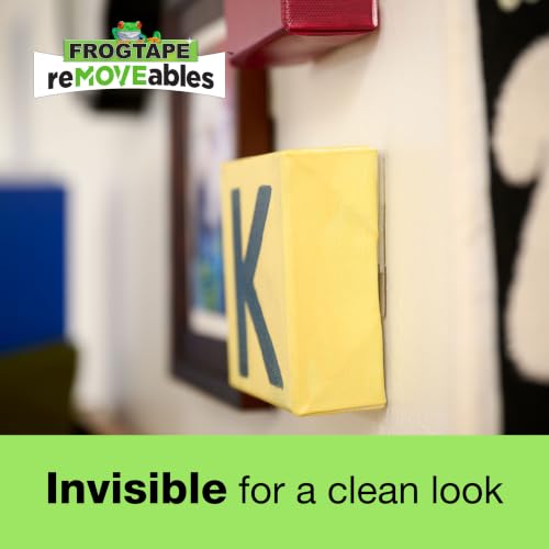 Image of FrogTape reMOVEables Clear Picture Hanging Strips, Medium, 12 Pairs, 12lbs per 4 Pairs, Damage-Free Removeable Adhesive Wall Strips Picture Hangers for Mounting Frames, Canvas, Home Decor (24 Pieces)