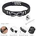 YOUFENG Urn Bracelet for Human Ashes Leather Cremation Black Infinity Bracelet Stainless Steel Keepsake Cuff Bangle Jewelry for Men