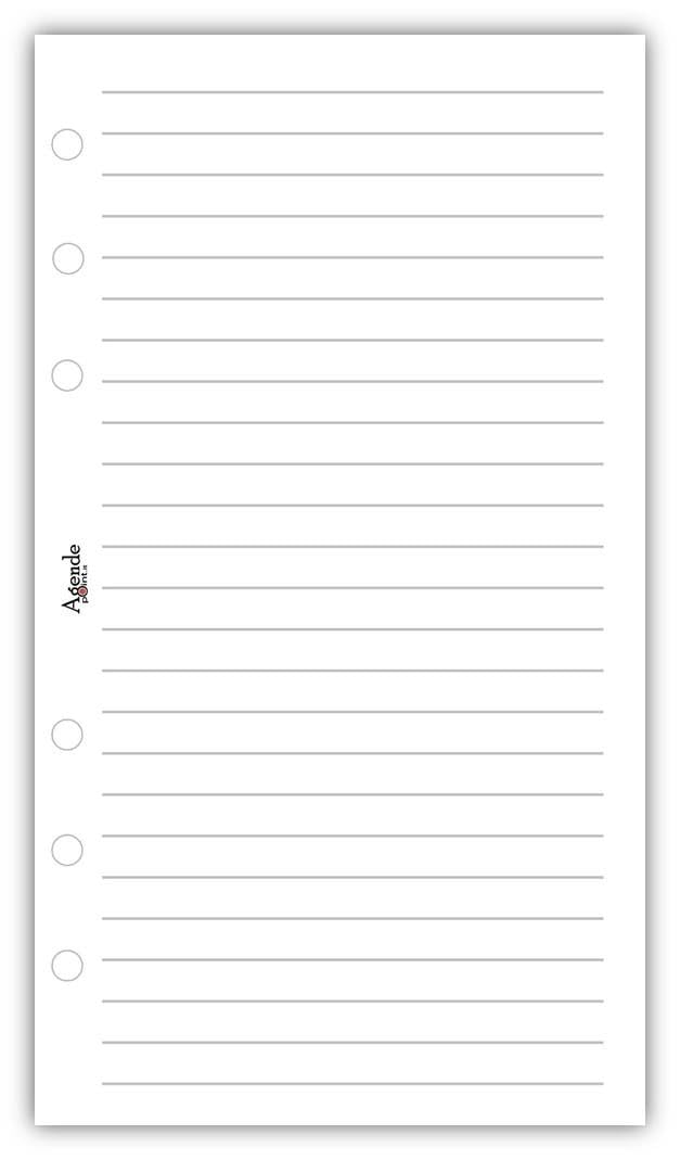 Ricambio agenda organizer a righe 9,5x17cm 6fori - 50 fogli bianco