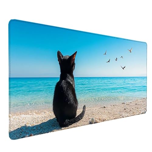 Tapis de souris XXL Océan 150x80cm motif chat avec base antidérapante