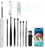 Otoscopio 1920P 3.5mm con 6 LED, Otoscopio Limpiador de Oídos para iOS y Android Smartphones -Blanco