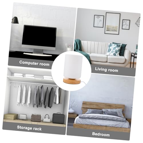 Lámpara de mesa de noche LED con cargador USB y madera sólida miniatura 5