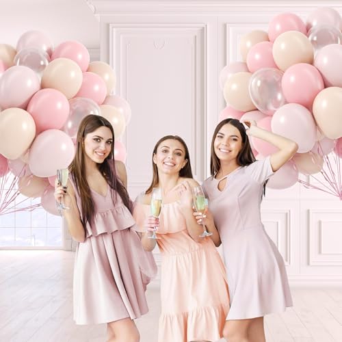 60pcs 12inch Light Pink Balloons with Pastel Pink Nude and Clear Balloons by awenztech - Used condition - Image 6