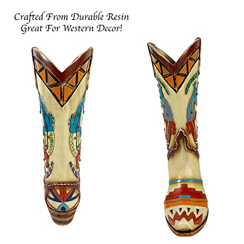 Urbalabs Western Cowboy Boot Southwestern Indian Geko Lizard Flower Vase Decorative Cowboy Boots Vases Home Office Rustic Decor Country Living Wedding Centerpiece (Southwestern Lizard) #TOP4