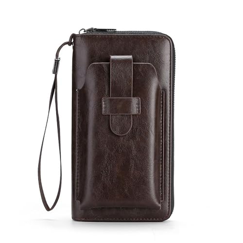 Bolsa carteira para celular com suporte de cartão de crédito de grande capacidade para homens e mulheres, Café, 7.7*4.1*1.2 Inches, Café