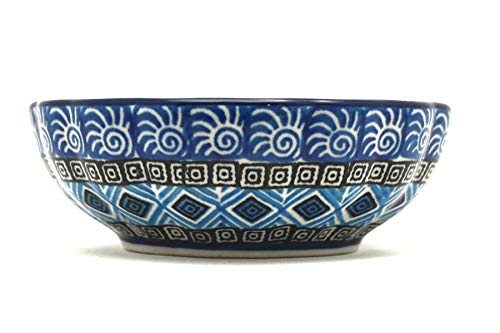Polish Pottery Bowl - Shallow Scalloped - Small - Aztec Sky #TOP1