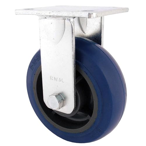 RWM Casters 47 Series Plate Caster, Rigid, Kingpinless, Elastomer Wheel, Ball Bearing, 1050 lbs Capacity, 4