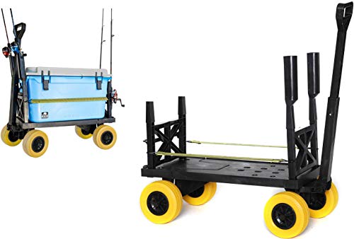 Pier Fishing Cart Gear Marine Dock Carts Wagon Trolley with 4 Wheels Fish