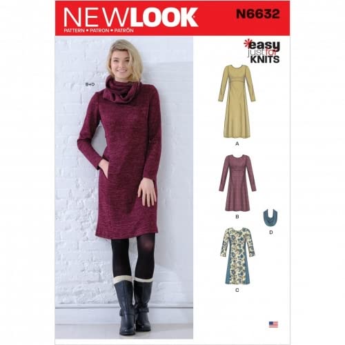 New Look Sewing Pattern 6632 Dresses, Scarves A (10-12-14-16-18-20-22)