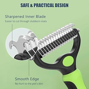 Pet Hair Removal Tool Dematting and Deshedding Brush for Dogs and Cats Double Sided Pet Grooming Brush Hair Shedding Comb green  Cucciolini Doodles Pet hair removal tool dematting and deshedding brush for dogs and cats double sided pet grooming brush hair shedding comb green   cucciolini doodles