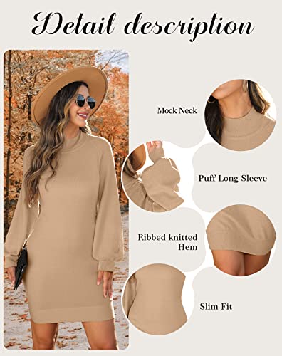 Image of GRECERELLE 2026 Womens Fall Winter Mock Neck Mini Pullover Sweater Dress