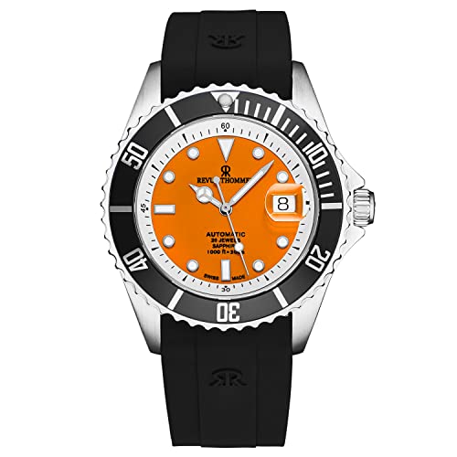 Men's 'Diver' Orange Dial Black Rubber Strap Swiss Automatic Watch 17571.2339