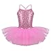 iiniim Kids Girls' Sequined Camisole Ballet Tutu Dress Ballerina Leotard Outfit Dance Wear Costumes Pink 6-7