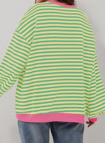 Image of Eytino Women Plus Size Striped Color Block Crewneck Sweatshirt(1X-5X) | Oversized Pullover Tops,Long Sleeve Casual Shirt,Workout & Daily Wear,2026 Fall Fashion Clothes Outfits