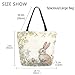 Fashion Extra Large Shoulder Tote Bag, Vintage Easter Bunny Flowers Eggs Canvas Durable Daily Weekender Handle Bag Ideal for Gym Picnic Yoga Beach Travel Kitchen Market Grocery Shopping