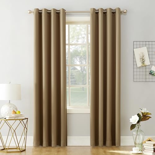 Sun Zero Soho 2-Pack Energy Saving Noise Reducing Blackout Grommet Curtain Panel Pair, Taupe Beige...
