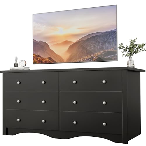 image for YESHOMY Black Dresser for Bedroom,6 Drawer Dressers, Storage Chest of 
