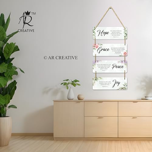 AR Creative Hope, Grace, Peace, Joy - Bible Verse Wall Hanging For Home Decoration, Bible Quotes MDF Wooden Wall Art, Bible Verse, Home, Office Decor, Wall Wood Hanger (15 inch x 11 inch)