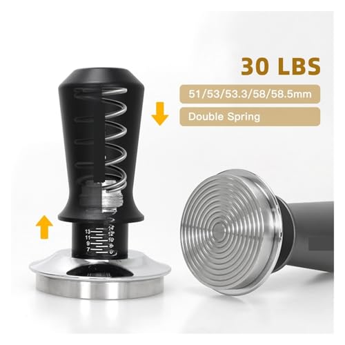 Coffee Tamper Coffee Tamper Constant Pressure Calibrated Double Spring Barista Tools(5.33CM Black Flat) - Image 2