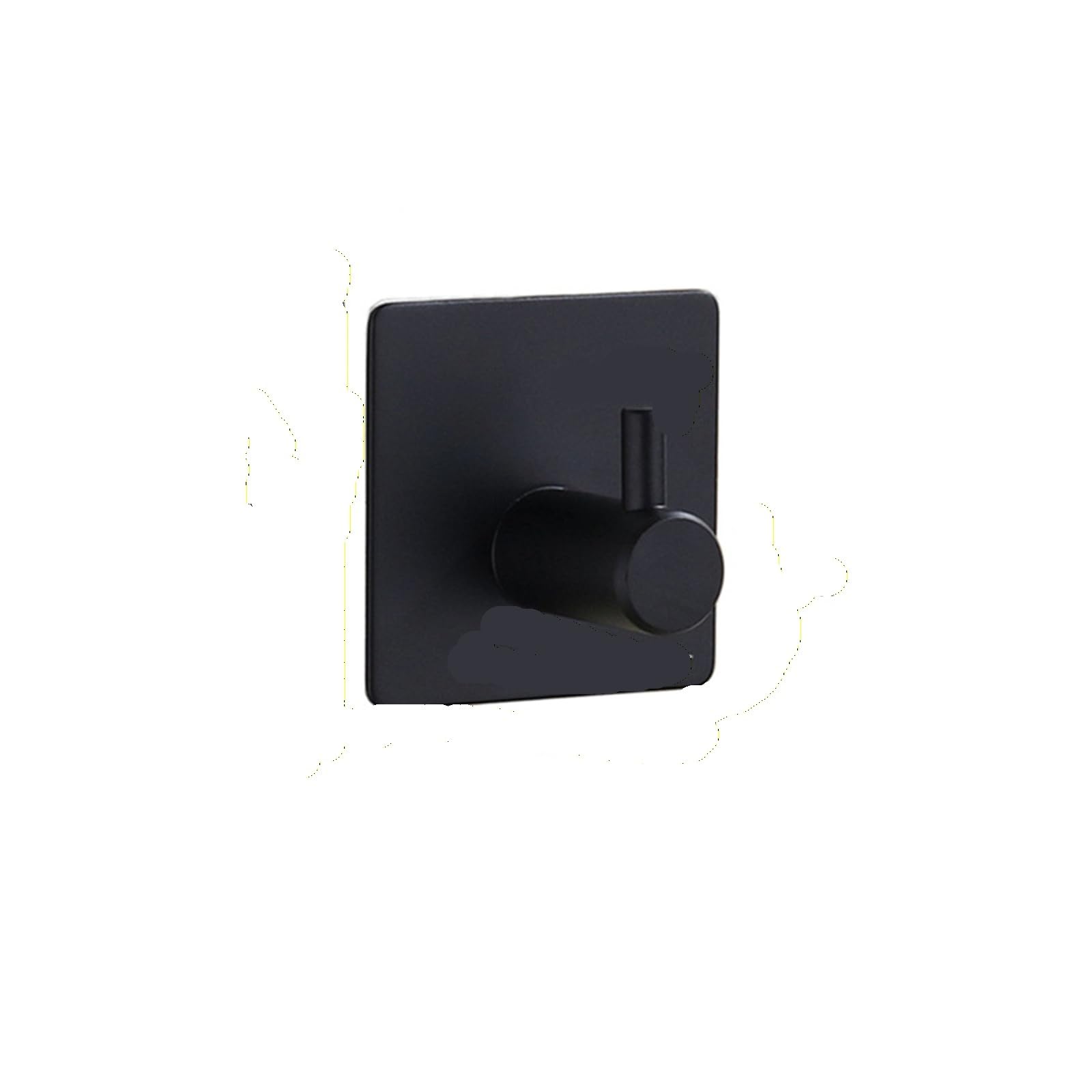 Whegavgko Black 1 Hook Stainless Steel 3M Self-Adhesive Hook, Wall Door Hook, Robe Clothes Hanger(Black 1 Hook)