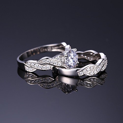 Jewelrypalace Wedding Bands Engagement Rings For Women, 14K Gold Plated 925 Sterling Silver Cubic Zirconia Promise Rings For Her, Infinity Anniversary 1.5Ct Simulated Diamond Ring Set Size 5.5 #TOP2