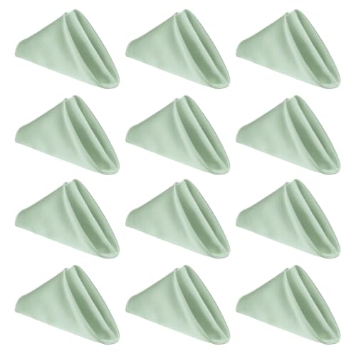 Servilletas de satén verde claro para bodas y cenas elegantes, pack de 12 2