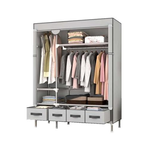 Armario portátil de tela con cajones de 75 a 150 cm, tela no tejida, para ropa y zapatos, perchero de lona con 3-4 cajones, opciones de color gris, amarillo y marrón