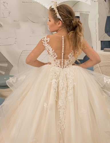 Flower Girl Dresses for Wedding Tulle Ruffles - First Communion Dress for Girls Pageant Princess Ball Gown4