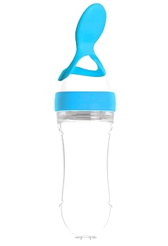 Feeding Bottle, Food Feeder Cartoon Silicone Squeeze Feeding Bottle with Dispenser Spoon for Babies Infant #4